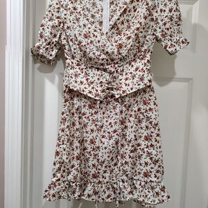 SHEIN Red Floral Midi Dress